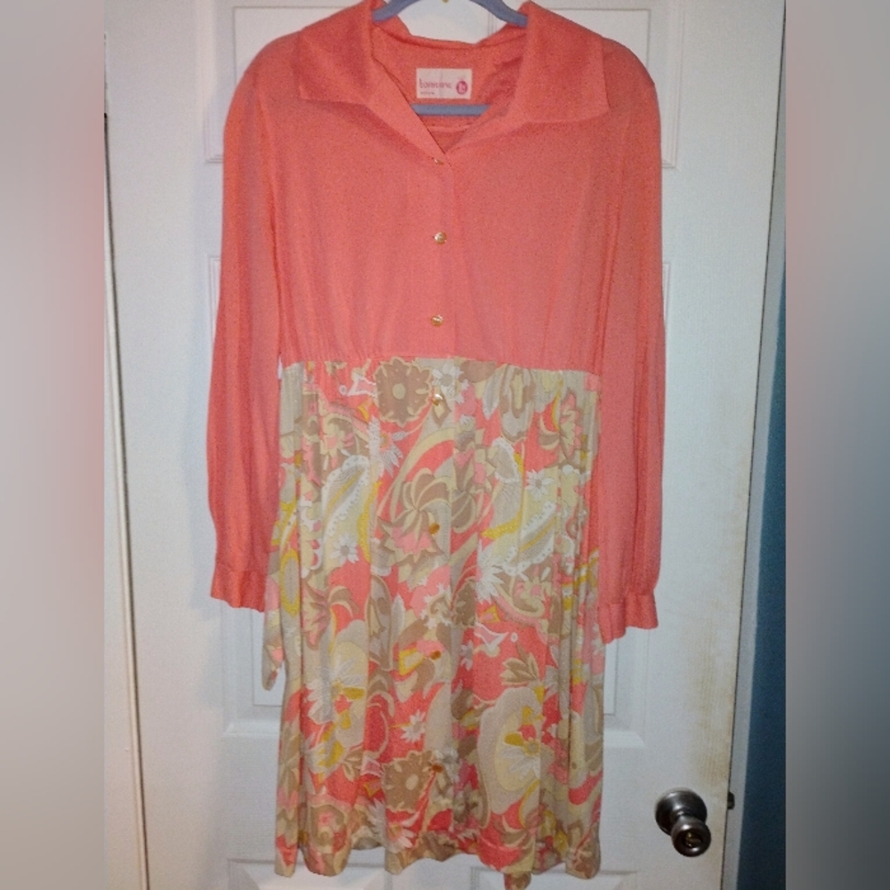 Floral Coral and Beige Dress